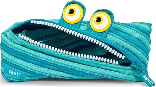 ZIPIT Wildlings Federmäppchen für Jungen, Großes Mäppchen für die Schule, Monster Etui für Kinder, Federmappe Blau