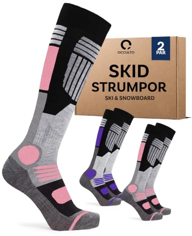 Occulto 2 Paar DAMEN SKISOCKEN mit POLSTERUNG in verschiedenen Farben, THERMO WINTERSOCKEN für SKI und SNOWBOARD