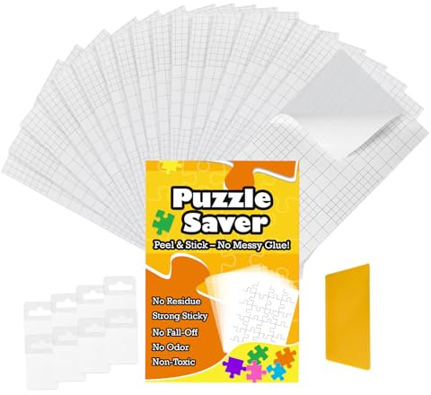 Puzzle Saver Selbstklebend, 18 Klare Blätter für 3 x 1000-teilige Puzzles | Extrastarke Haftung, Kein Flüssigkleber, 8 Aufhänger Inklusive, Perfekt Für Wandbild & Heimdekoration