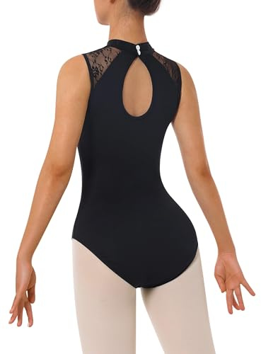 Mulnall Damen Spitzen Ballett Trikot für Erwachsene | elegante Spitze, blickdichtes Futter, elastisch atmungsaktiv, offener Rücken für freie Bewegung
