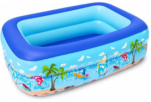 Planschbecken für Kinder,Kinderpool,Planschbecken Eckig,Planschbecken Deep Dive 105 x 75 x 30 cm,Pool für Sommer Strand Garten Wasserspaß