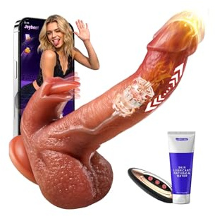 Dildo Leckfunktion 81 Lustmodi mit KI-interaktiven 9 Vibrations & Stoßvibration Sex Spielzeug für die Frau, Flüssigsilikon Penis Heizstäbe Vibrator, Vibratoren Frauen für Doppelte Stimulation