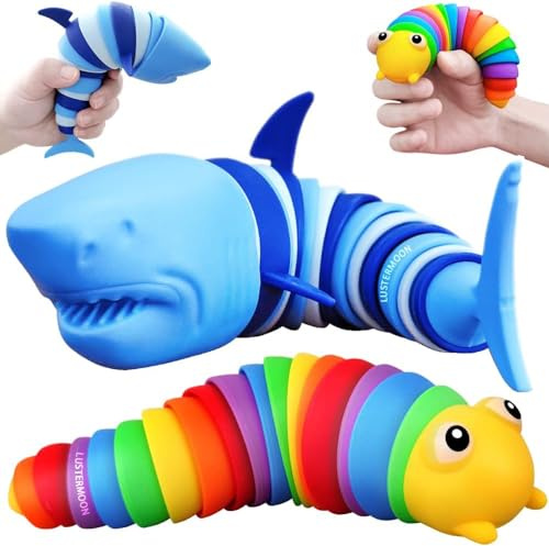 LUSTERMOON Raupe Dekompression Spielzeug Ozean Hai, Stim Spielzeug Dekompression Spaß Autismus ADHD zappeln Kinderspielzeug Dekompression Geschenk Erwachsene (Raupe + Hai)