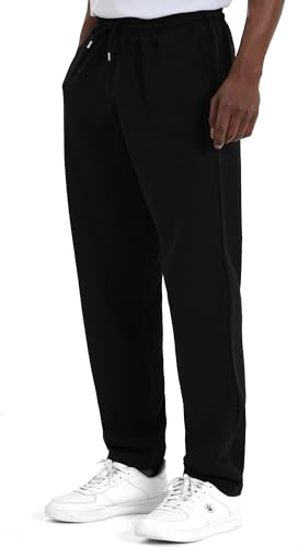 ROSS CAMP Jogginghose Herren – Sporthose Lang Baumwolle, Freizeithose Trainingshose, Sweatpants Jogger, Laufhose Breite Modern(Schwarz, XL)