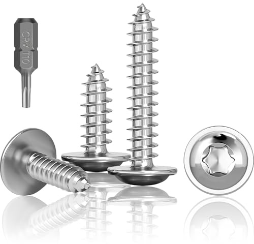 100 Stück Tellerkopf Holzschrauben Torx M3x20mm, Selbstschneidende Schrauben Mit Scheibe,Edelstahl Rostfrei A2 V2A Torx Schrauben Vollgewinde, Holzschrauben, Flachkopfschrauben mit T10 Bohre