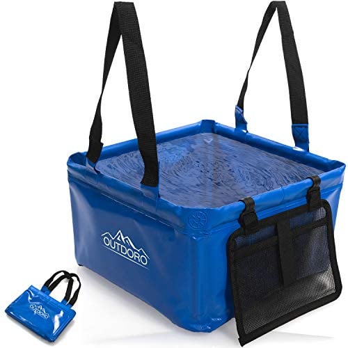 Outdoro Faltschüssel Groß - Inklusive Zusatz-Tasche - Langlebiges Planen-Gewebe - Faltbare Waschschüssel für Camping und Outdoor