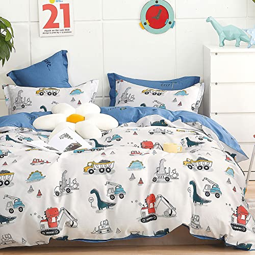 Kinderbettwäsche 135x200 für Jungen und Mädchen Süß Dinosaurier Muster Bettwäsche mit Reißverschluss Baumwolle 135x200cm+80x80cm 2tlg