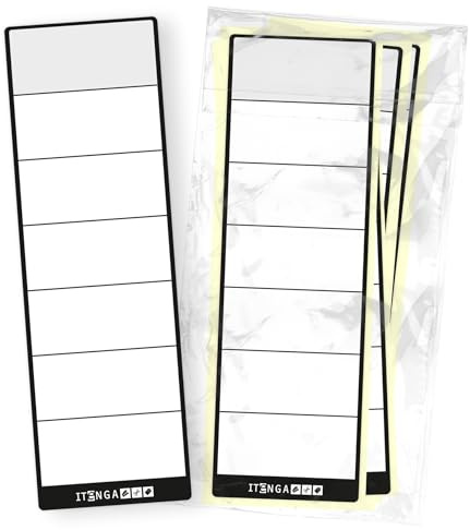 itenga 50x Ordneretiketten Ordnerrückenschild für breite Ordner I Aufkleber für Ordnerrücken selbstklebend aus Haftpapier 6x19cm (schwarz)