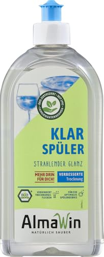 AlmaWin Klarspüler 6x500ml I Umweltfreundlicher Spülmaschinen-Klarspüler für kalkfreies Geschirr I Für alle Geschirrspüler geeignet I Frei von synthetischen Duft- & Farbstoffen I Vegan