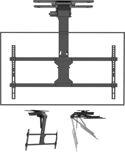 Xantron DEHA-800EXL-Roto Elektrische TV-Deckenhalterung klappbar drehbar für 43-86 Zoll bis 45 kg, Schwarz