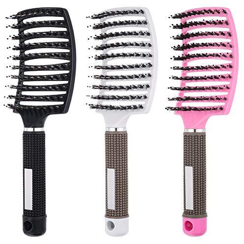 AUXSOUL 3er-Set belüftete Haarbürste zum Entwirren, Wildschweinborsten, gebogene Haarbürste, Haarstyling-Bürste zum Stylen von Haarbürsten-Set.