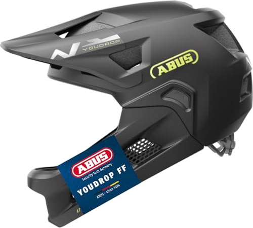 ABUS MTB-Helm YouDrop FF - Fullface-Helm für Kinder und Jugendliche - für den Einstieg in den Mountainbikesport - mit abnehmbarem Kinnschutz - Schwarz, Größe S
