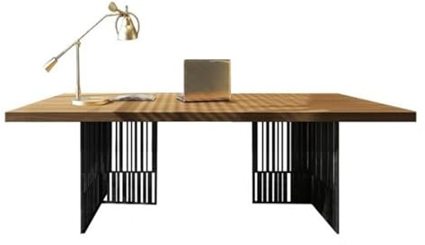 Bürotisch Modern Home Office Desk, Industrial Style Executive Wooden Writing Table Workstation with Black Metal Frame Laptop-Gaming-Tisch(XL)