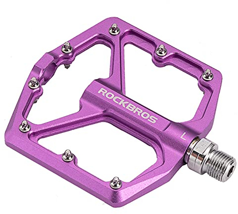 ROCKBROS Fahrradpedale, CNC-Gefräste 9/16-Zoll Flat Pedale aus Aluminium, Flachpedale mit Rutschfester Plattform & Cr-Mo-Stahlachse für MTB, Rennrad, Gravel & Trekkingbike