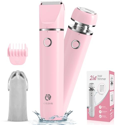 Cayzor Intimrasierer für Frauen - 2 in 1 Nass/Trocken Wasserdicht Rasierer Damen Intimbereich Kabellos und Schmerzlos Gesichtshaarentferner für Scham Gesicht Achselhöhlen Beine