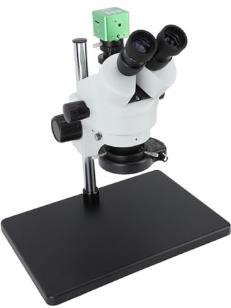 Trinokulares Stereo-Zoom-Mikroskop, 4K 41MP 1080P USB Trinokulares Stereomikroskop Drehbar Trinokulares Mikroskop mit Stand-LED-Licht, 7- Bis 45-fache Vergrößerung (EU-Stecker)