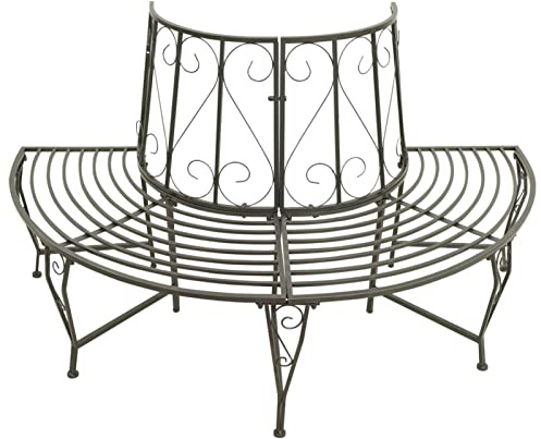 MOONAIRY Garten-Baumbank, Gartenbänke, Sitzbank Outdoor, Parkbank, Garten Bank Für Draussen, Outdoor Deko Wetterfest, Halbrund 160 cm Stahl