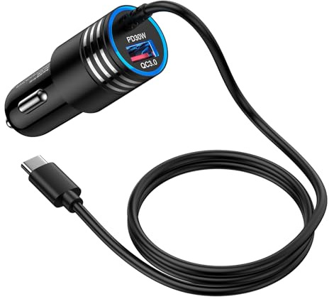 Zigarettenanzünder USB C Adapter für iPhone 17 Pro 16 15, 48W 2 Ports Auto Handy Ladegerät 12V Kfz Ladegerät mit 1M Typ C Ladekabel für Samsung Galaxy S26 S25 Ultra S24 S23 FE A16 A17 A35 A55 5G A56