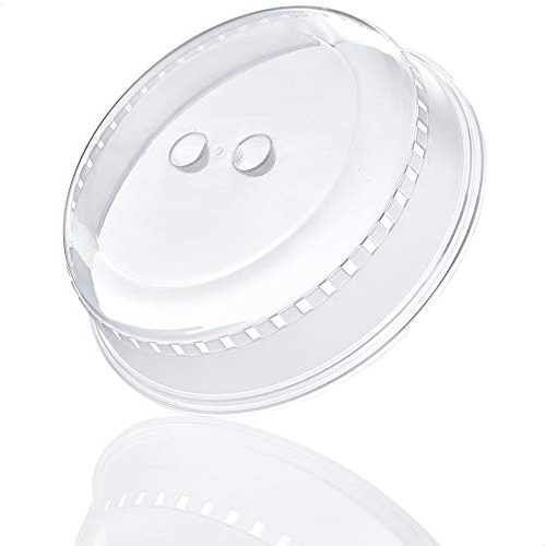 Kerafactum Mikrowellengeschirr Teller Mikrowellen Abdeckung Haube Aromaschutz Tellerglocke Tellerhaube Fliegenhaube Abdeckhaube Spritzschutz Fliegen Cloche doppeltes Griffloch stapelbar Ø 23 cm