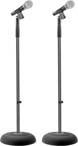 Pyle Mikrofonständer 2er-Set – Höhenverstellbare Mikrofonstative 85–152 cm mit runder Metallbasis – Stabil, kompakt & elegant für Bühne, Studio, Kinder, Karaoke, Auftritt, Recording & Sprachaufnahmen