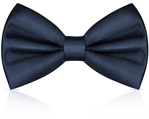 URAQT Fliege Herren, Klassische Einfarbig Fliegen für Männer, Schmale Smoking Fliege Schleife mit Haken, Einstellbar Bow Tie für Hochzeit Party(Dunkelblau)