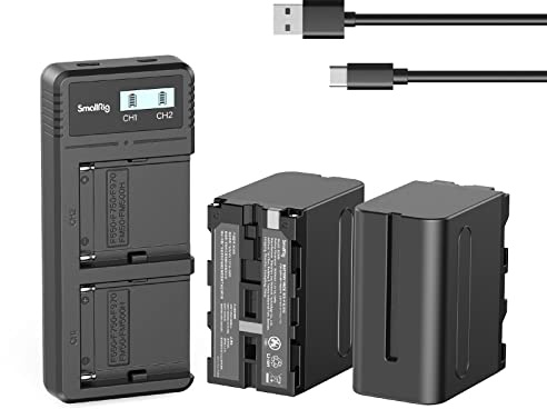 SMALLRIG Ladegerät Battery Ersatzbatterien (2 Stück) 7800mAh für NP-F970 | Schnellladegerät USB Dual Charger für Sony NP-F970 NP-F960 NP-F950 NP-F930 NP-F550 NP-F570 NP-F750, Camcorder - 3823