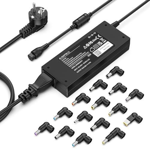 shefor 90W Universal Netzteil Laptop Ladegerät Kompatibel mit HP Lenovo Acer Asus Dell Toshiba Sony Samsung Fujitsu MSI Medion 15V 16V 18V 18.5V 19V 19.5V 20V mit 15 Adapterstecker