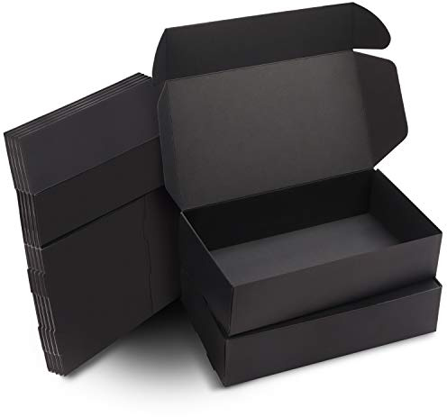 Kurtzy Karton Geschenkboxen Schwarz (20 Stk) – Schachteln 19x 11x 4,5cm Pappschachteln mit Deckel – Kraftpapier Geschenk Box Rechteckig zum Selber Aufbauen für Geschenke, Hochzeit, Party, Weihnachten