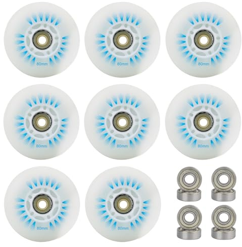 MEYAGOT 8 Stück Inline Skate Rollen, 80mm Inline Skate Wheels, Inline Rollschuh, Ersatz Inline Skate Rollen Skateboards Scooter Rollschuh-Skating-Räder Gepäckräder, Stützräder Für Scooter(Blau)