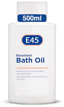 E45 Bath Oil 500 ml – Badeöl Weichmacher, um trockene Haut mit Feuchtigkeit zu versorgen – Seifenfrei und parfümfrei Weichmachendes Bade- und Duschöl Duschgel - Dermatologisch getestet