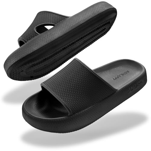 SCHLAPPY™ Original Badeschuhe für Damen&Herren, Badelatschen&Wolkenschuhe 100% Plastikfrei, Wasserfest&Rutschfest (Schwarz, EU Schuhgrößensystem, Erwachsene, Numerisch (von/bis), M, 44, 45)