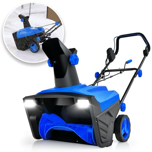 SOARS Schneefräse elektrisch mit LED-Scheinwerfern, 2300W Schneeräumgeräte mit verstellbarem Auswurfkanal, 50 cm Arbeitsbreite, 25 cm Arbeitshöhe, 9 m Auswurfweite (Blau)