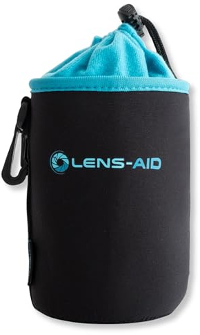LENS-AID Neopren Objektivbeutel mit Fleece-Fütterung als Set oder einzeln Objektivtasche BZW. Köcher als Schutz für Objektiv, Blitz, Monitor, Kamera-Zubehör - M