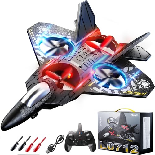 KukuFun RC Flugzeug für Kinder ab 8 – Ferngesteuertes Jet mit Licht, 360° Flip, Höhenhalte, Headless-Modus, One-Key Start, Outdoor Spielzeug Geschenk für Jungen