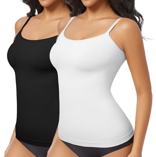 ONEW Shapewear Unterhemd Damen Bauchweg Formende Oberteile mit Spaghettiträger Kompressions Trägertop Taillentrainer Body Shaper Nahtlose Shaping Camisole Vest Top