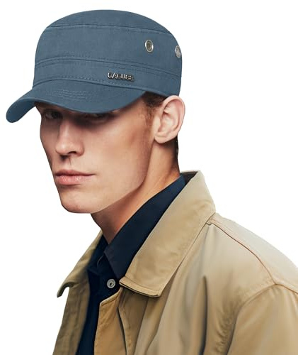 CACUSS Herren Baumwolle Vintage Army Kappe Cadet Hat Military Flat Top Verstellbare Baseballmütze Sommer Trucker Hut