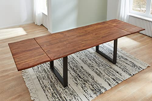 SAM Esstisch Norino 200(300) x100 cm Akazie Nougat Baumkante U schwarz