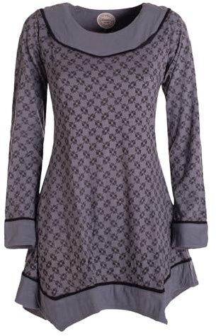Vishes - Alternative Bekleidung - Langarm Damen Tunika Shirt-Kleid Ethno Zipfel-Bluse Blusenkleid