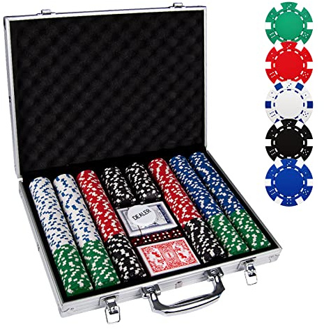 Comie Pokerchips, 500-teiliges Pokerchip-Set mit Aluminium-Reisekoffer, 11,5 g Poker-Set für Texas Holdem Blackjack-Glücksspiel