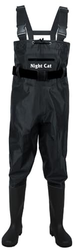 Night Cat Wathose Herren Damen Frauen Wathose mit Stiefeln wasserdichte Atmungsaktive Crosswater Waders Schwarz 43