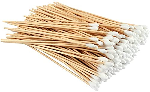 Wattestäbchen 300 Stück Langer Holzgriff Watteträger 15cm Reinigungsstäbchen für Kamera Tastatur Make-up Polieren Reinigung