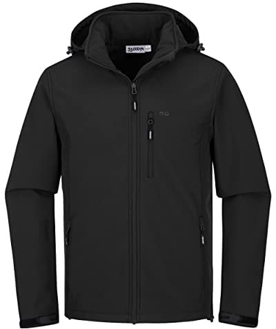 33,000ft Softshelljacke für Herren Wasserdicht Winterjacke Winddicht Warme Fleece Gefüttert Windbreaker Funktionsjacke Outdoorjacke für Wandern Fahrrad Camping Schwarz XL