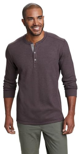 Eddie Bauer Langärmeliges Henley-Shirt für Herren, Aubergine, Large