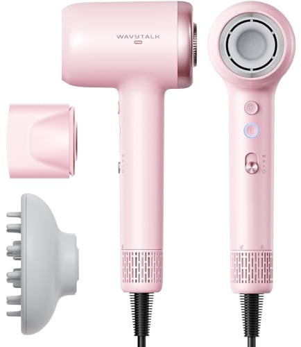 Föhn, Wavytalk TURBLOW PRO Schnelles Trocknen Föhn mit Diffusor, Haartrockner mit Hochgeschwindigkeit 110.000 U/min, Pro Negative Ionen Fön zur Schadensreduzierung, Frizz-Glättung, Pink