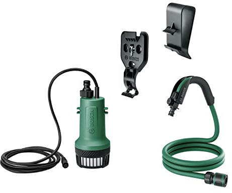 Bosch Akku-Tauchpumpe GardenPump 18V-2000 Erweiterungskit | mit Wand- und Tankbefestigung und 2,5 m langem Gartenschlauch, im Karton