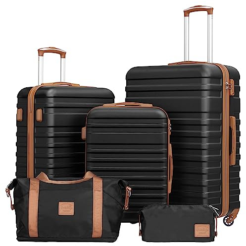 COOLIFE Koffer Trolley Koffer Reisekoffer von ABS Hartschalen Trolley 4 Rollen TSA-Schloss Der Koffer Enthält 1 Reisetasche und 1 Kulturbeutel