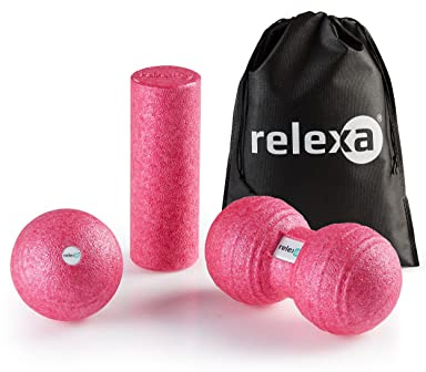 Relexa Faszienset MINI - 4-Teiliges Set Zur Massage Bei Rückenschmerzen & | Als Fitness-Training Zubehör - Angenehmes Material & Recyclebar
