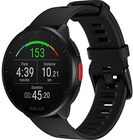 Polar Pacer - GPS-Laufuhr - sehr schneller Prozessor - Ultraleicht - helles Display - griffige Tasten - personalisiertes - Pulsmesser - Musiksteuerung, Night Black, S-L