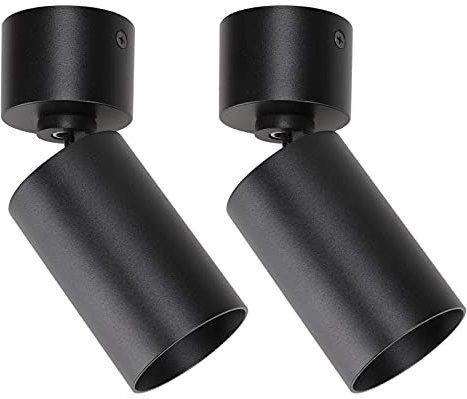 Klighten 2 Stück Aufbauspot Schwenkbar Matt Schwarz Aufbauleuchte Aufbaustrahler GU10, Runde Deckenspots Aufputz Verstellbare Deckenstrahler aus Aluminium, 55 x 140mm, Ohne Leuchtmittel