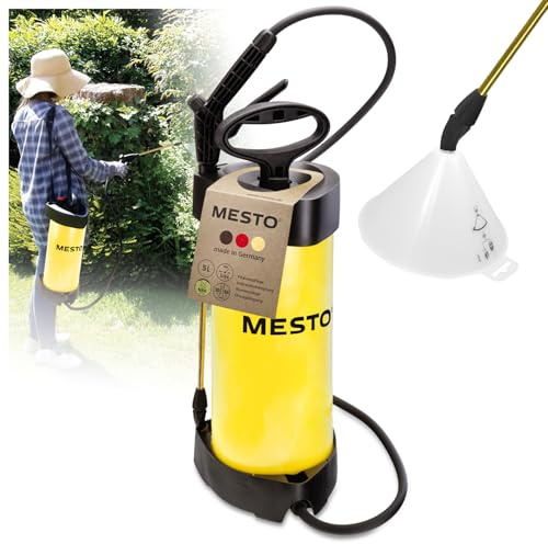 Mesto FLORI M Drucksprühgerät 5L SET inkl. Spritzschirm rund | Drucksprüher 3 Bar | Sprühflasche für Haus & Garten | Pumpsprühflasche für Pflanzen | Unkrautvernichter & Pflanzenschutz